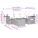 Salon de jardin 5 pcs avec coussins gris résine tressée – Image 7