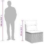 Salon de jardin 6 pcs avec coussins gris résine tressée – Image 12
