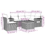 Salon de jardin avec coussins 6 pcs beige résine tressée – Image 7