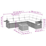 Salon de jardin 7 pcs avec coussins noir résine tressée – Image 7