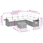 Salon de jardin avec coussins 7 pcs beige résine tressée – Image 7