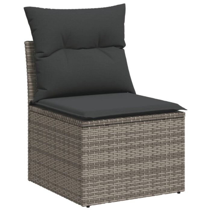 Salon de jardin avec coussins 7 pcs gris résine tressée – Image 3