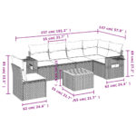 Salon de jardin avec coussins 7 pcs gris résine tressée – Image 7