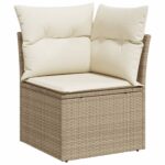 Salon de jardin avec coussins 9 pcs beige résine tressée – Image 2
