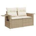 Salon de jardin avec coussins 9 pcs beige résine tressée – Image 3