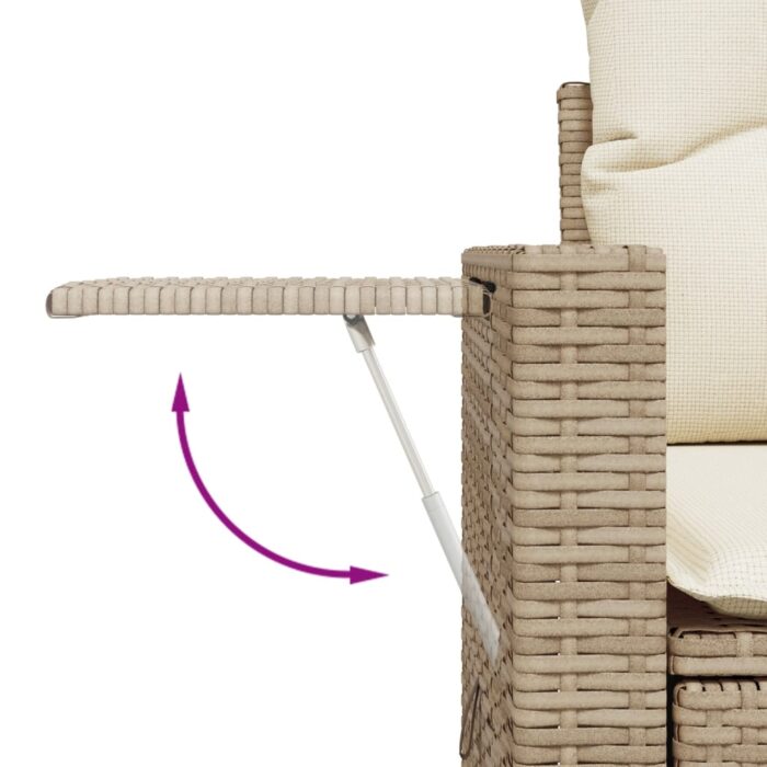 Salon de jardin avec coussins 9 pcs beige résine tressée – Image 6