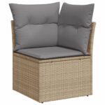 Salon de jardin avec coussins 9 pcs beige résine tressée – Image 3