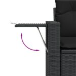 Salon de jardin 10 pcs avec coussins noir résine tressée – Image 6