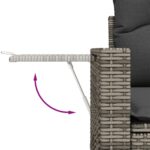 Salon de jardin avec coussins 12 pcs gris résine tressée – Image 6