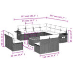 Salon de jardin avec coussins 12 pcs gris résine tressée – Image 7