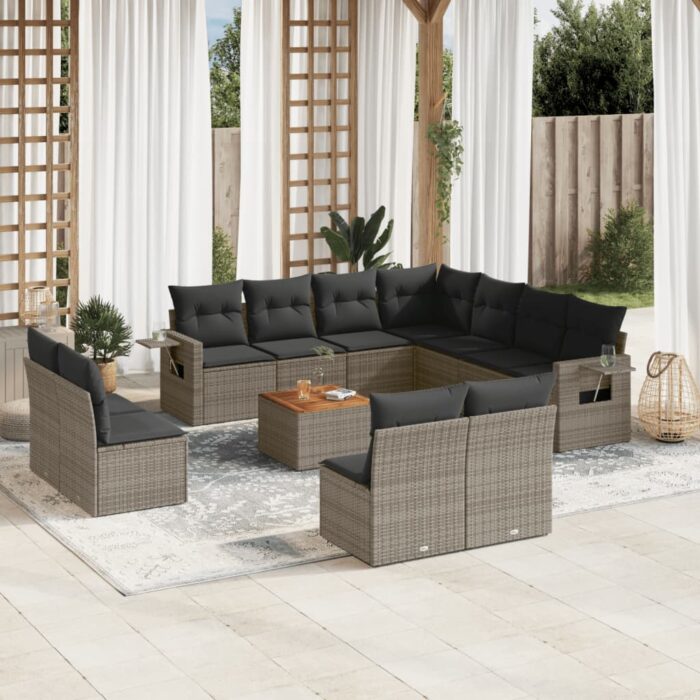 VXL8721012864887_m_en_hd_1.jpg Salon de jardin avec coussins 12 pcs gris résine tressée – Image 1
