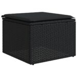 Salon de jardin 7 pcs avec coussins noir résine tressée – Image 3