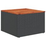 Salon de jardin 7 pcs avec coussins noir résine tressée – Image 4