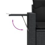 Salon de jardin 7 pcs avec coussins noir résine tressée – Image 5