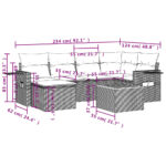 Salon de jardin 7 pcs avec coussins noir résine tressée – Image 7