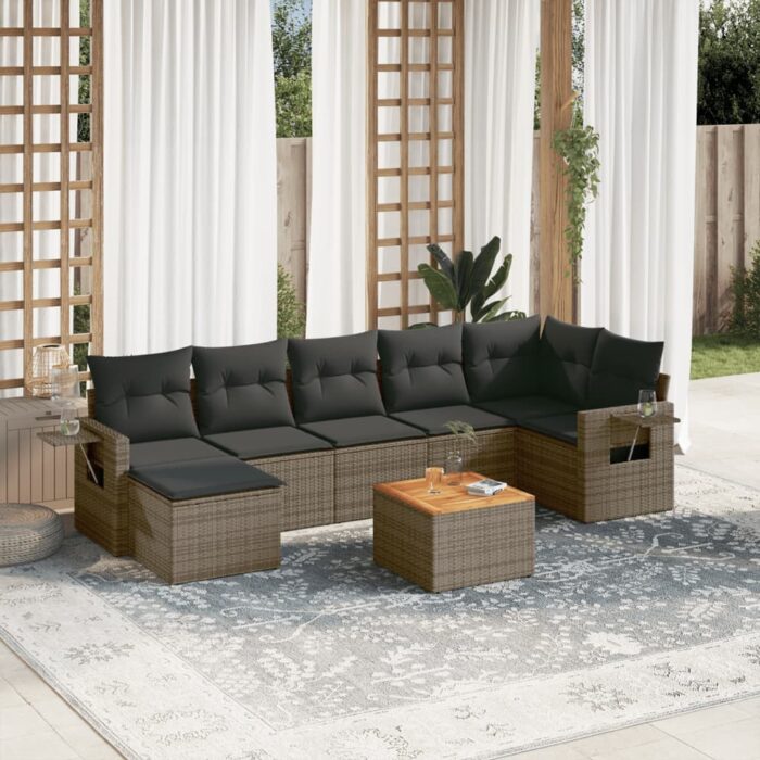 VXL8721012865372_m_en_hd_1.jpg Salon de jardin 8 pcs avec coussins gris résine tressée – Image 1