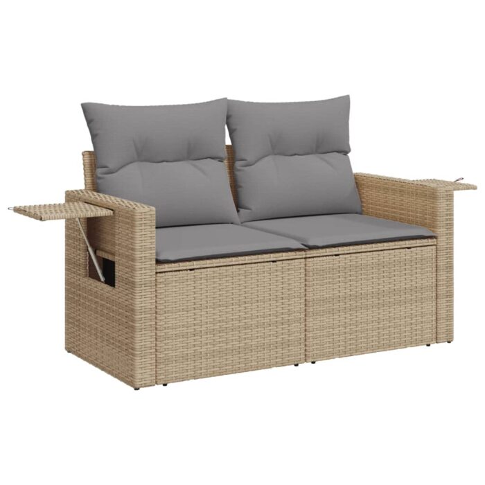 Salon de jardin avec coussins 10 pcs beige résine tressée – Image 3