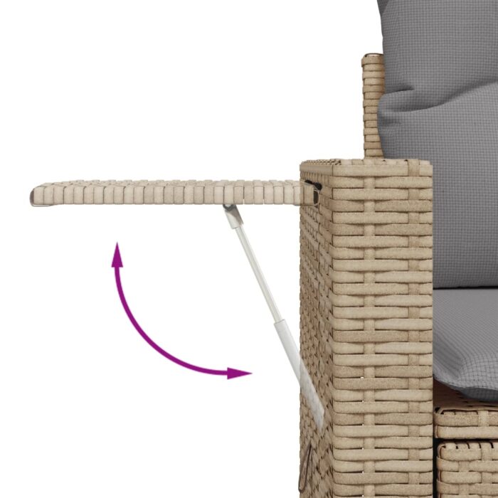 Salon de jardin avec coussins 10 pcs beige résine tressée – Image 6