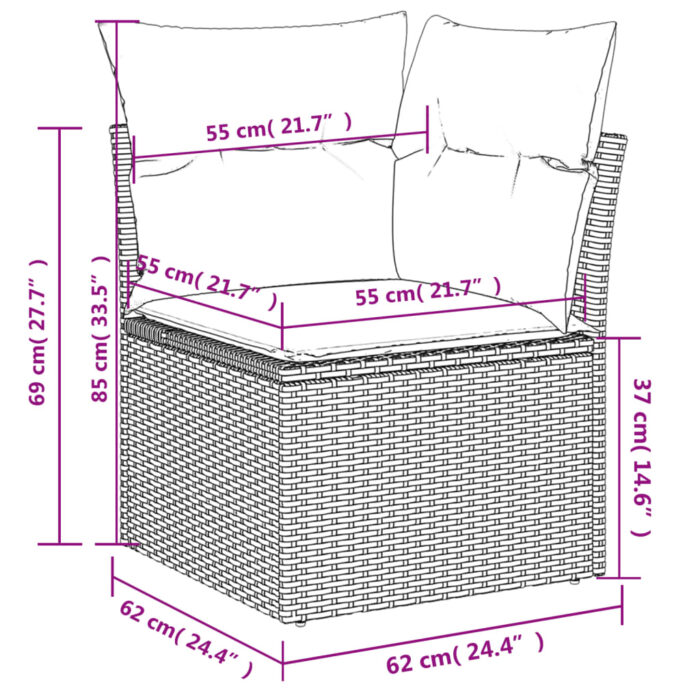 Salon de jardin avec coussins 10 pcs beige résine tressée – Image 8