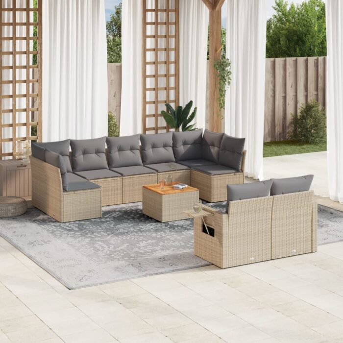 VXL8721012865785_m_en_hd_1.jpg Salon de jardin avec coussins 10 pcs beige résine tressée – Image 1