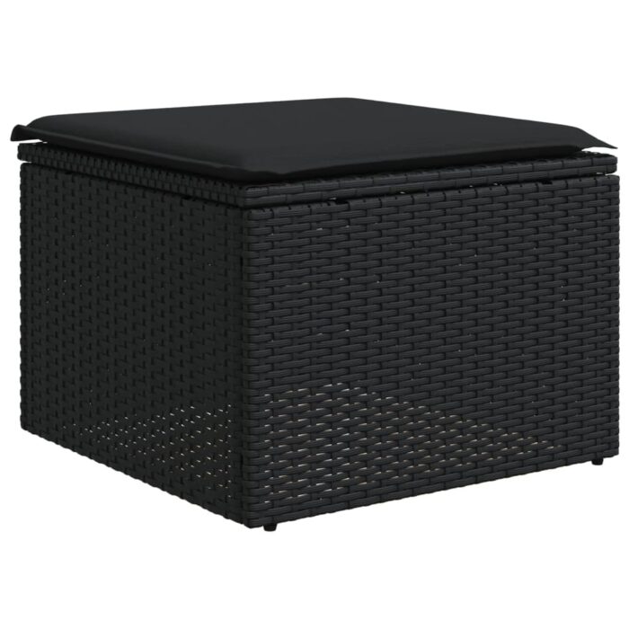 Salon de jardin 10 pcs avec coussins noir résine tressée – Image 3