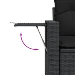 Salon de jardin 10 pcs avec coussins noir résine tressée – Image 6