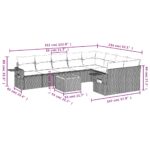 Salon de jardin 10 pcs avec coussins noir résine tressée – Image 8
