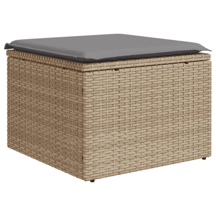 Salon de jardin avec coussins 10 pcs beige résine tressée – Image 4