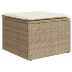 Salon de jardin 11 pcs avec coussins beige résine tressée – Image 3