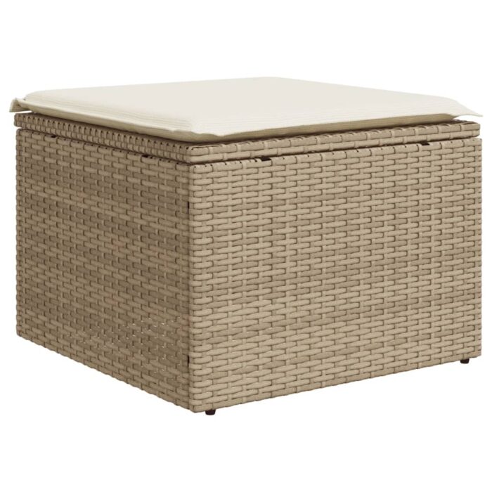 Salon de jardin 11 pcs avec coussins beige résine tressée – Image 3