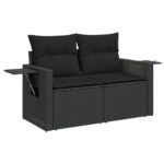 Salon de jardin 10 pcs avec coussins noir résine tressée – Image 3