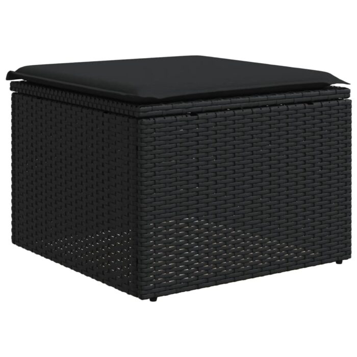 Salon de jardin 10 pcs avec coussins noir résine tressée – Image 4
