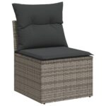 Salon de jardin avec coussins 10 pcs gris résine tressée – Image 2