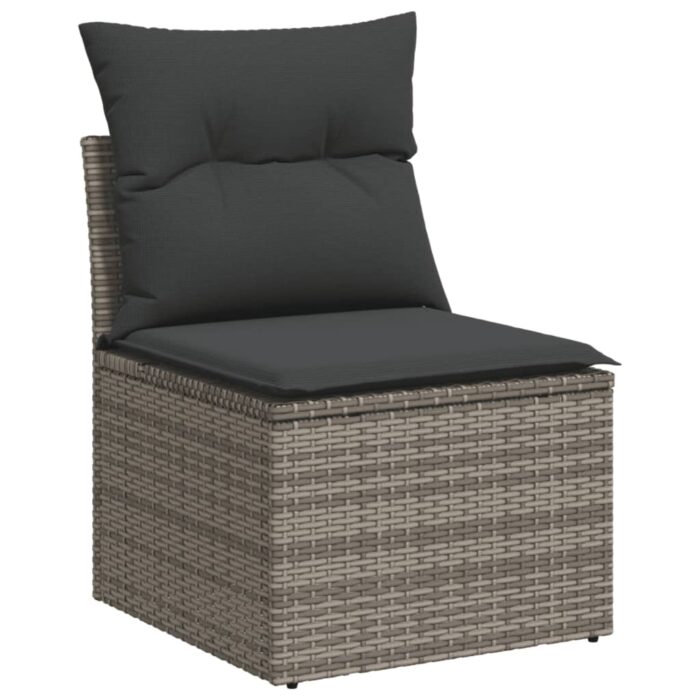 Salon de jardin avec coussins 10 pcs gris résine tressée – Image 2