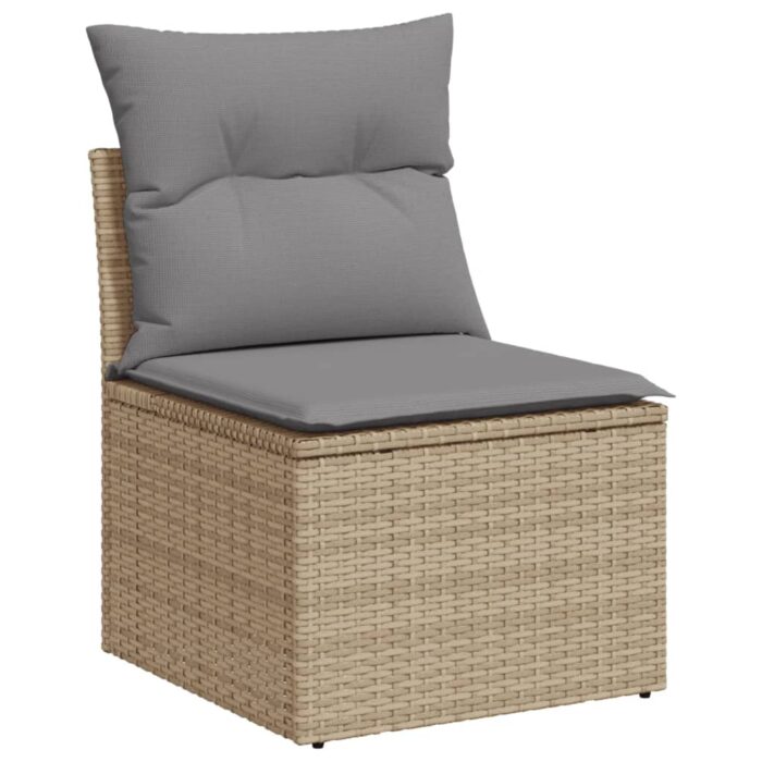 Salon de jardin 11 pcs avec coussins beige résine tressée – Image 2
