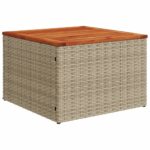 Salon de jardin 11 pcs avec coussins beige résine tressée – Image 4