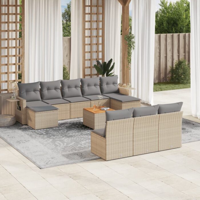 VXL8721012866348_m_en_hd_1.jpg Salon de jardin 11 pcs avec coussins beige résine tressée – Image 1