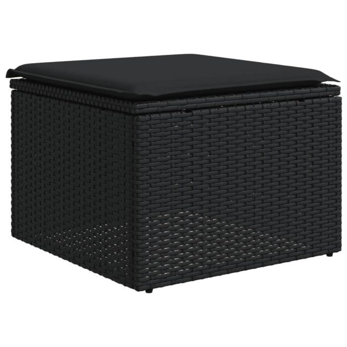 Salon de jardin 11 pcs avec coussins noir résine tressée – Image 4