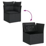 Salon de jardin 12 pcs avec coussins noir résine tressée – Image 6