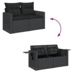 Salon de jardin 12 pcs avec coussins noir résine tressée – Image 7