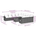 Salon de jardin 12 pcs avec coussins noir résine tressée – Image 7