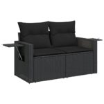 Salon de jardin avec coussins 14 pcs noir résine tressée – Image 4