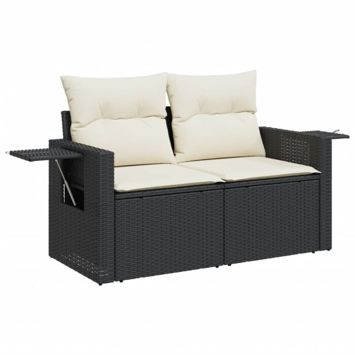 Salon de jardin avec coussins 14 pcs noir résine tressée – Image 2