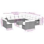 Salon de jardin avec coussins 14 pcs beige résine tressée – Image 7