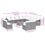 Salon de jardin avec coussins 14 pcs gris résine tressée – Image 7