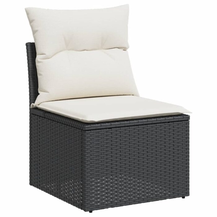 Salon de jardin avec coussins 13 pcs noir résine tressée – Image 2