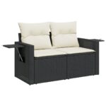 Salon de jardin avec coussins 13 pcs noir résine tressée – Image 5
