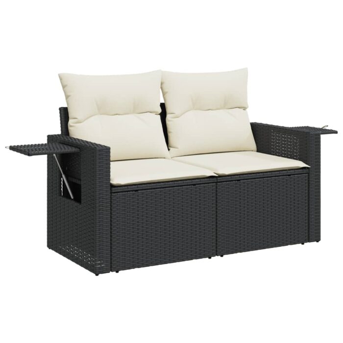 Salon de jardin avec coussins 13 pcs noir résine tressée – Image 5