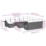 Salon de jardin avec coussins 13 pcs noir résine tressée – Image 8