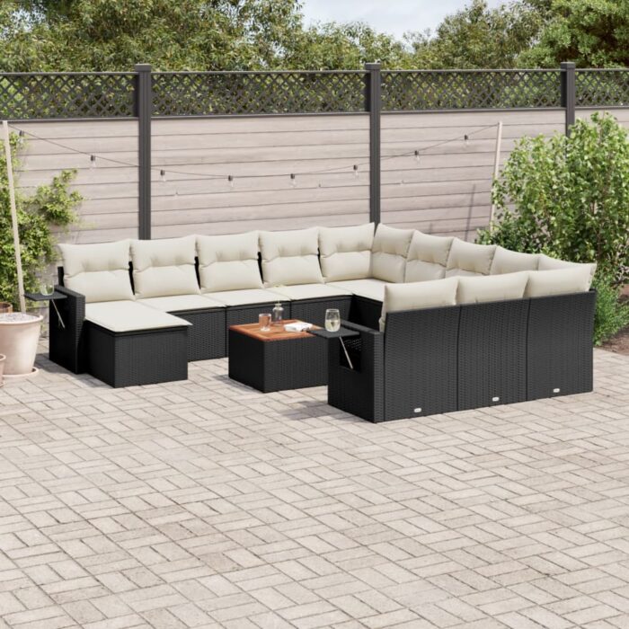 VXL8721012867291_m_en_hd_1.jpg Salon de jardin avec coussins 13 pcs noir résine tressée – Image 1